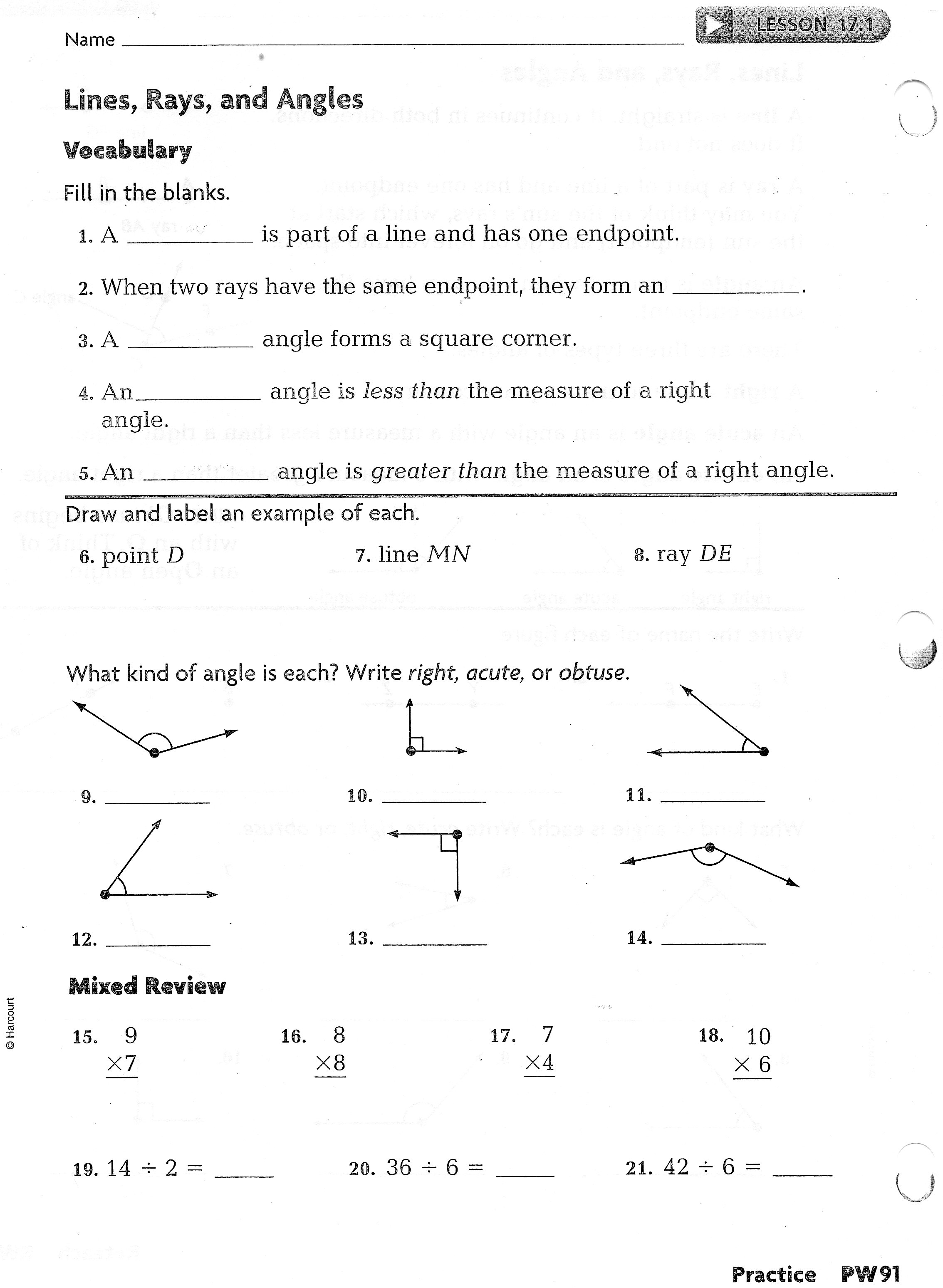 lesson 1 problem solving practice classify angles answers